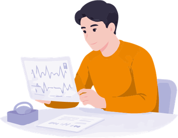 脳波データを確認する人物のイラスト